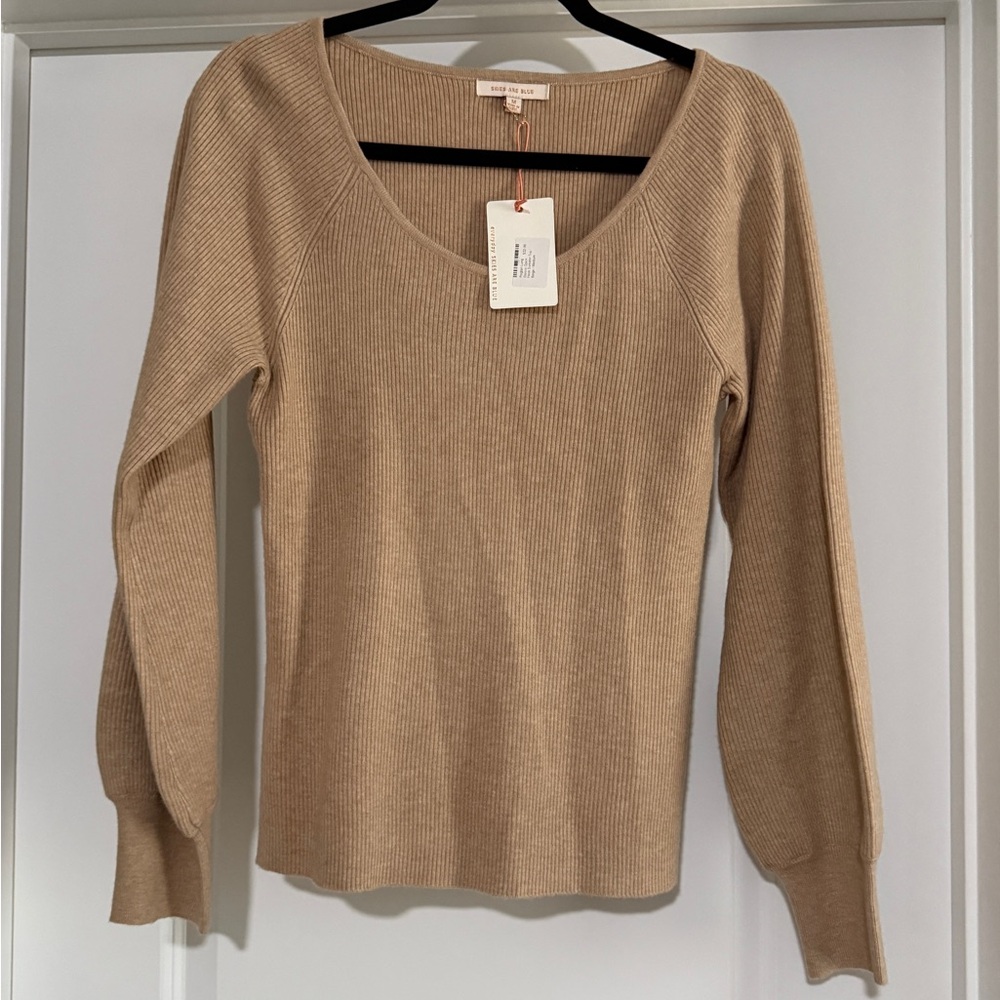 Skies Are Blue Ribbed Sweater